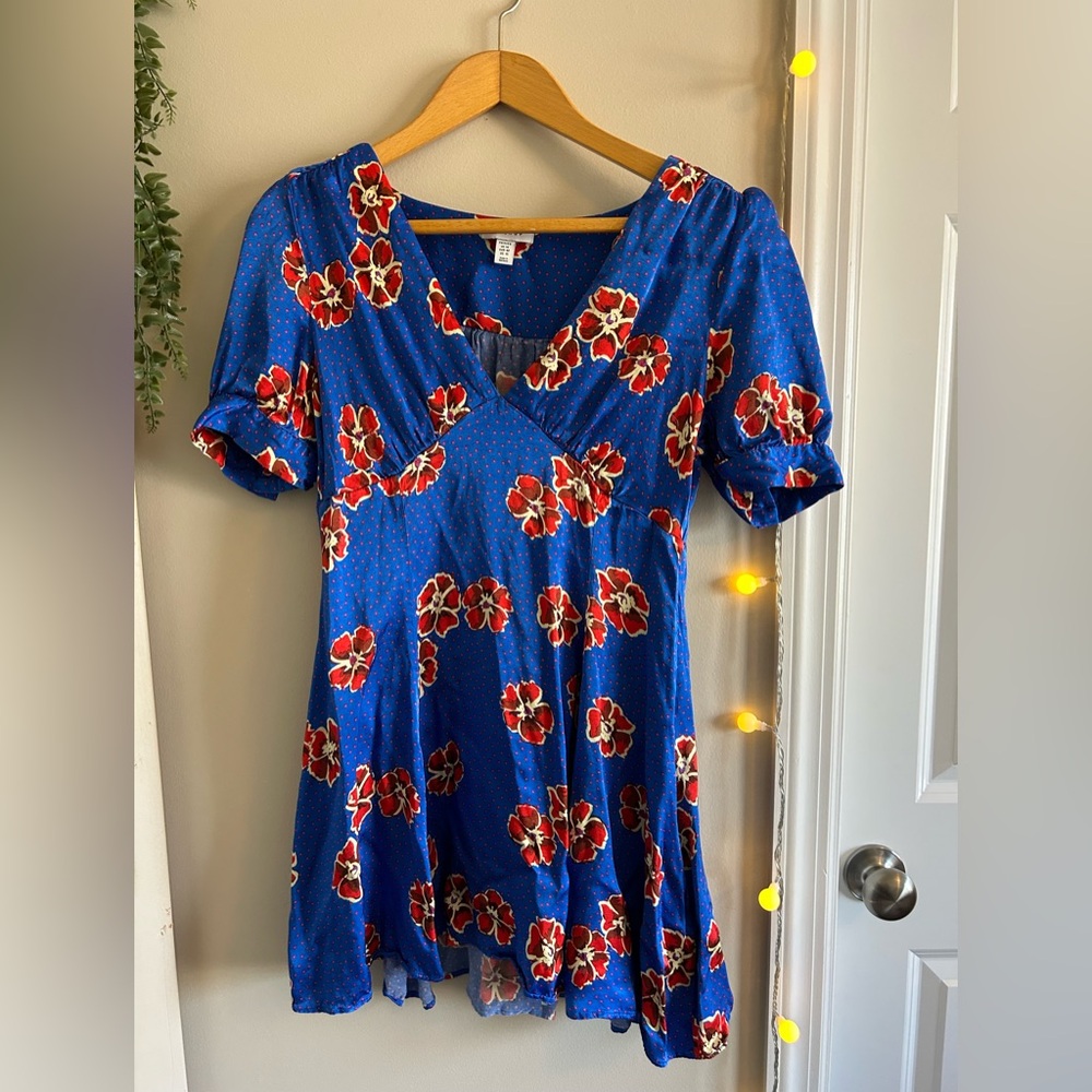 TopShop silky Blue Floral Dress